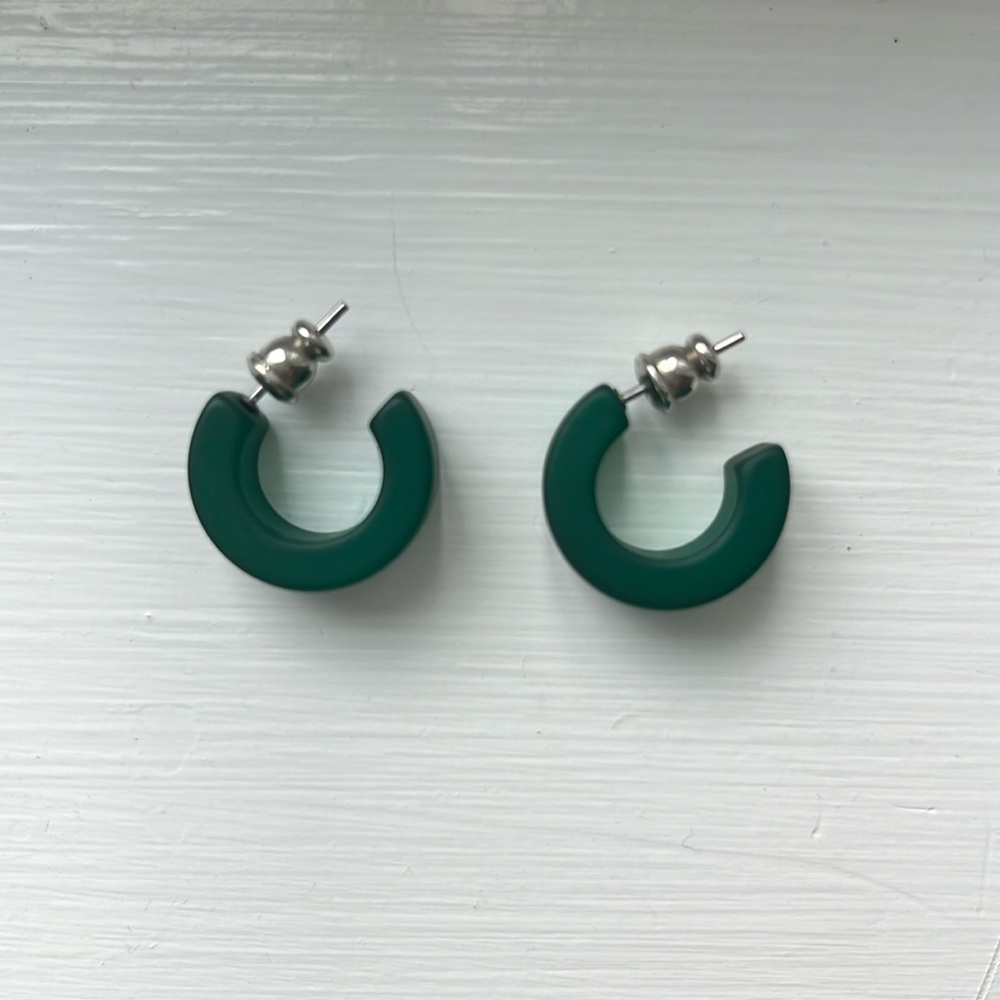 Green Acetate Chunky Hoop Earrings